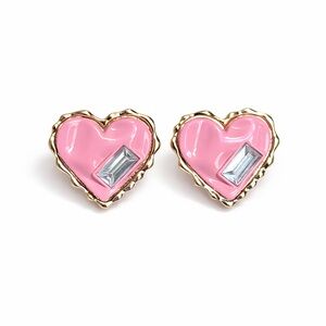 ⚜️ Pink Heart Earrings with Gold Accents